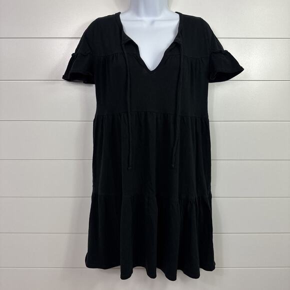 J. Crew Pullover Short Sleeved Knit Tee Shirt Dress Black sz XS - Picture 1 of 6